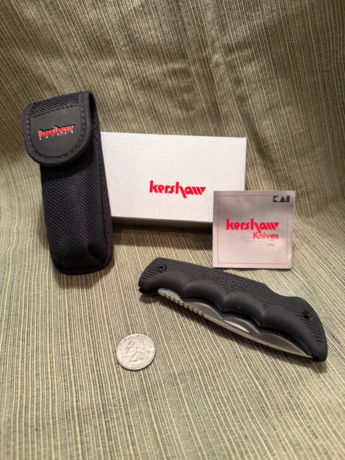 Kershaw 1066AST NIB Japan Canyon City AUS-8 Serrated Knife w Sheath Kershaw 1066AST NIB Japan Canyon City AUS-8 Serrated Knife w Sheath