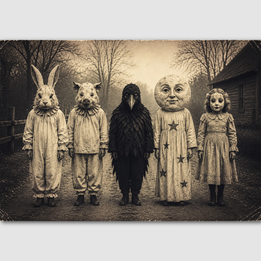 Creepy KIds Halloween Costume Victorian Oddities Oddity Vintage Photo Print 591
