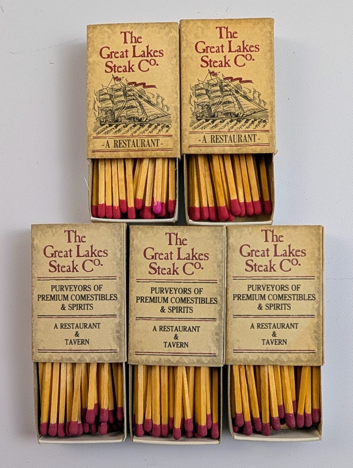 Vintage Great Lakes Steak Co Michigan Restaurant Matchboxes Lot of 5