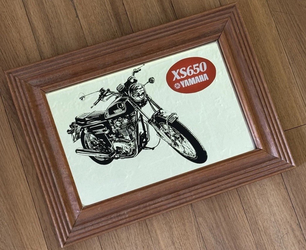 Vtg 70’s Yamaha XS650 Advertising Mirror Motorcycle Easy Rider England Mahogany Vtg 70’s Yamaha XS650 Advertising Mirror Motorcycle Easy Rider England Mahogany