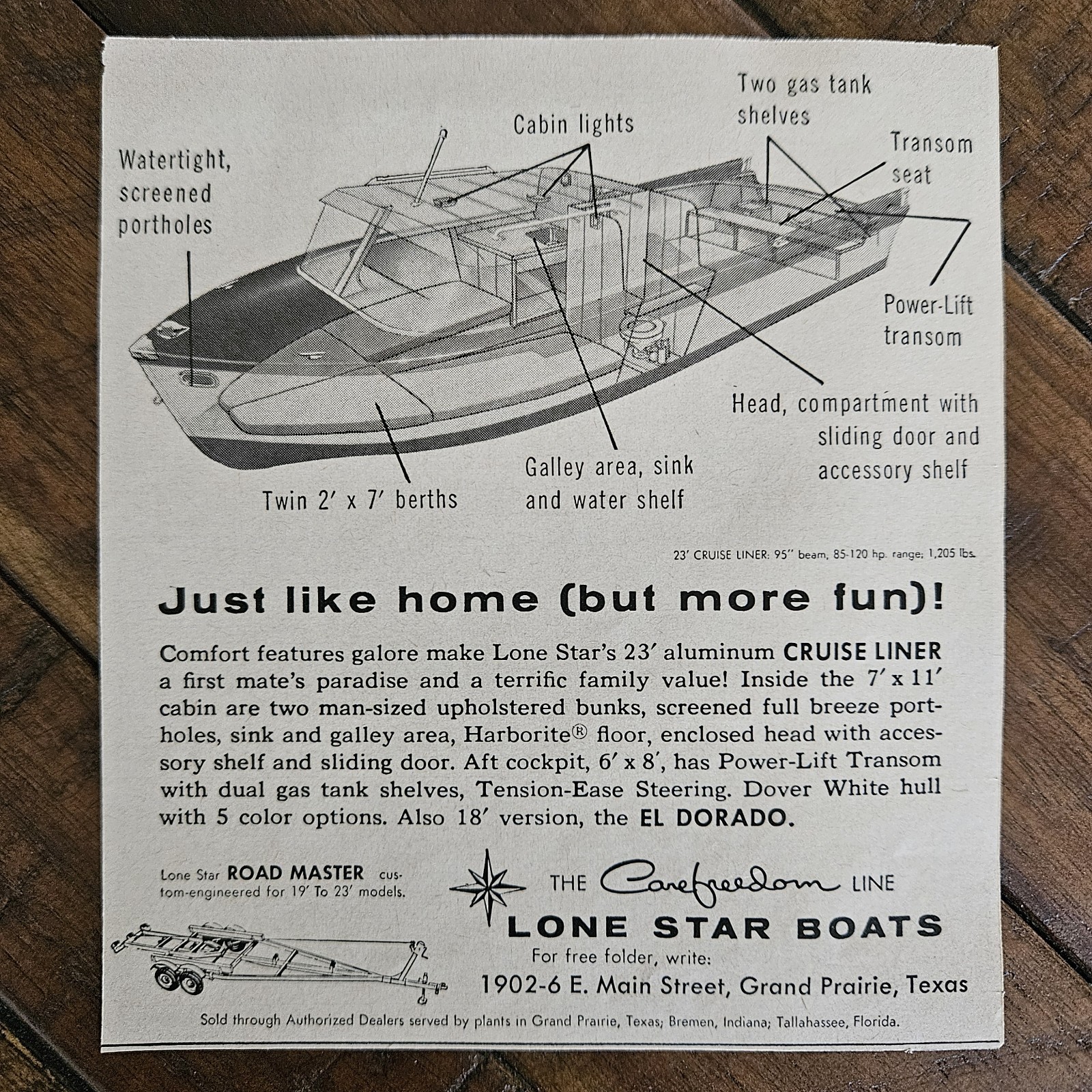 1956 LONE STAR BOATS Cruise Liner & El Dorado Boats Original 5