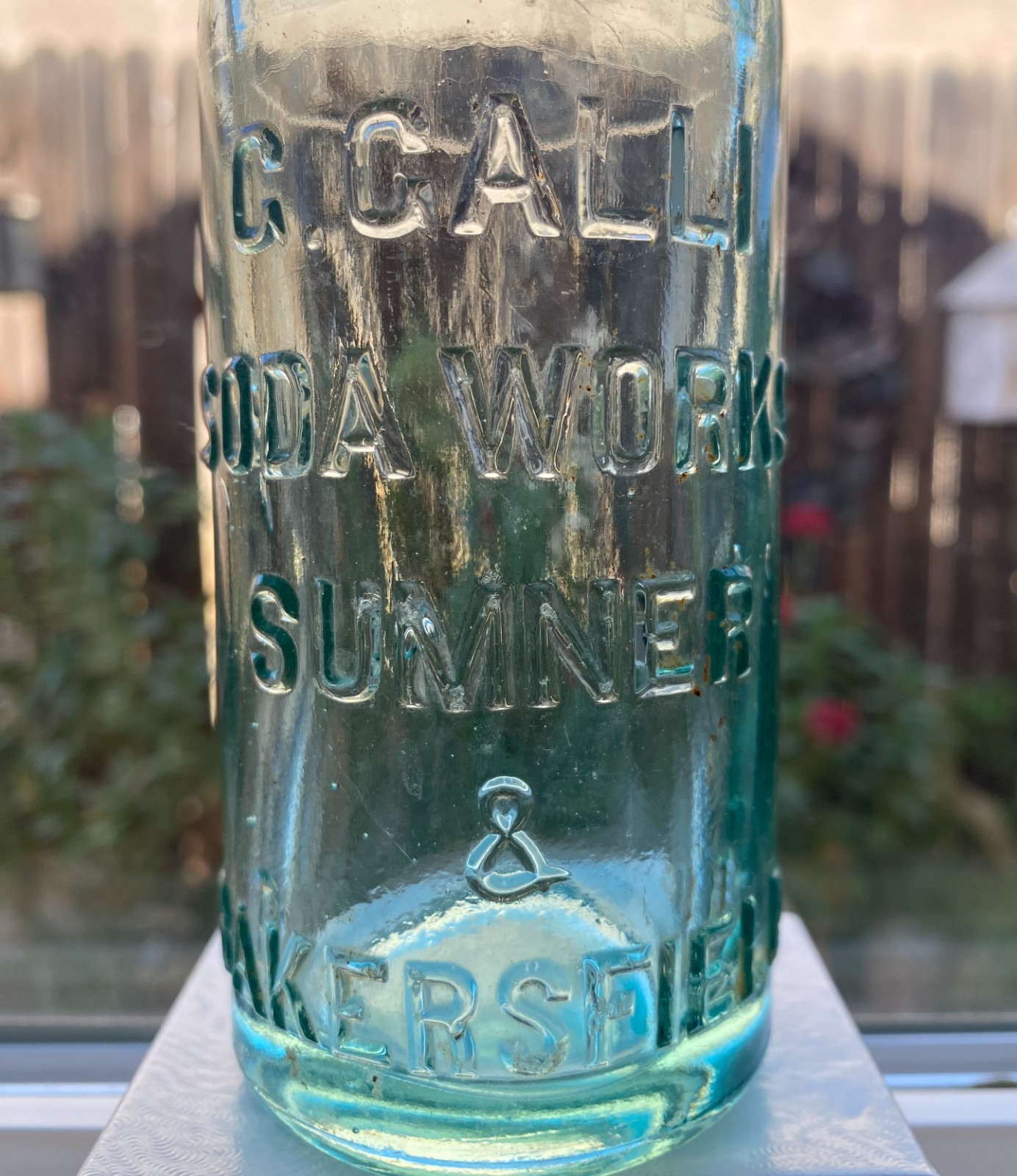 Sumner Bakersfield California G. Galli Soda Works Western Aqua Glass Bottle 98B