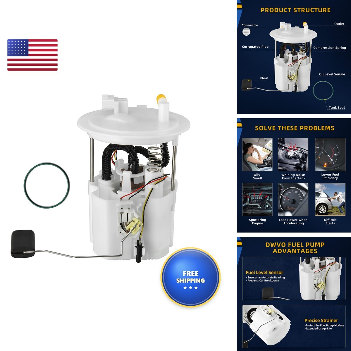 DWVO Fuel Pump Compatible 2007 2008 2009 2010 2011 2012 Sentra 2.0L 2.5L