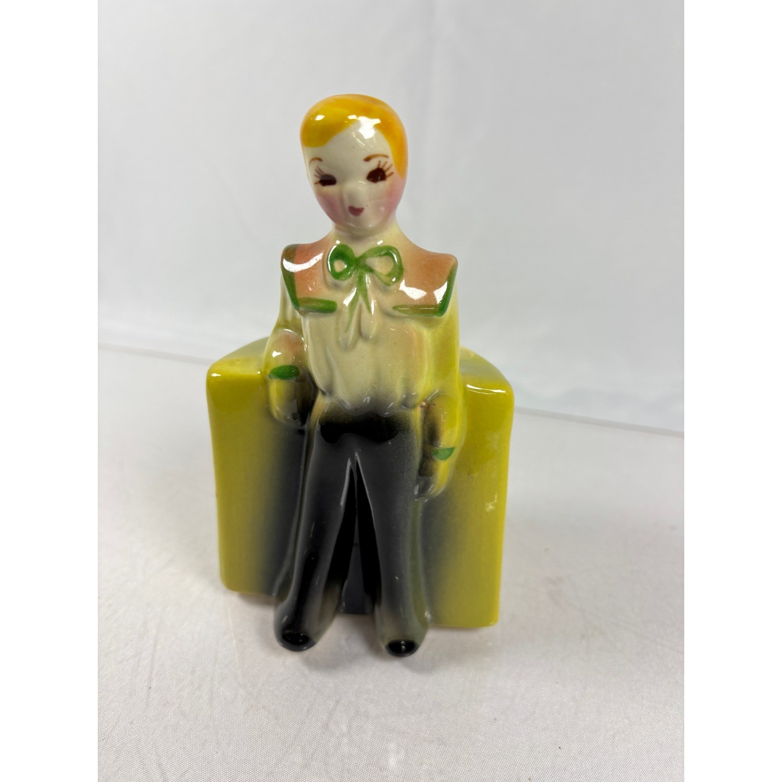 Vintage Ceramic Boy Figurine Planter Mid Century Chartreuse Yellow Sailor Decor Vintage Ceramic Boy Figurine Planter Mid Century Chartreuse Yellow Sailor Decor