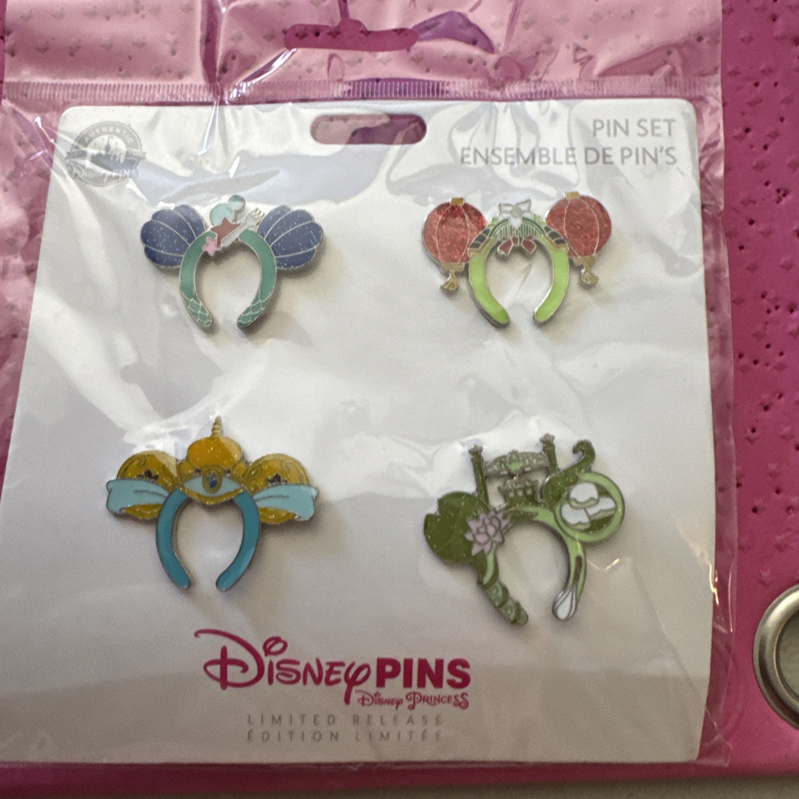 Disney Pin Set Princess Ear Headbands Arial Mulan Jasmine Tiana 4 Pin Set Disney Pin Set Princess Ear Headbands Arial Mulan Jasmine Tiana 4 Pin Set