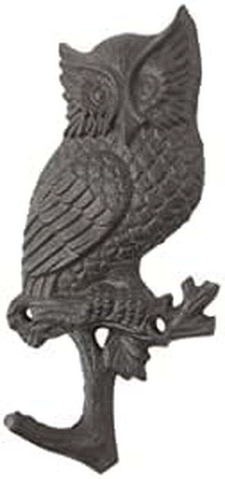 Cast Iron Owl Sitting on a Tree Branch Decorative Metal Wall Hook 6.5