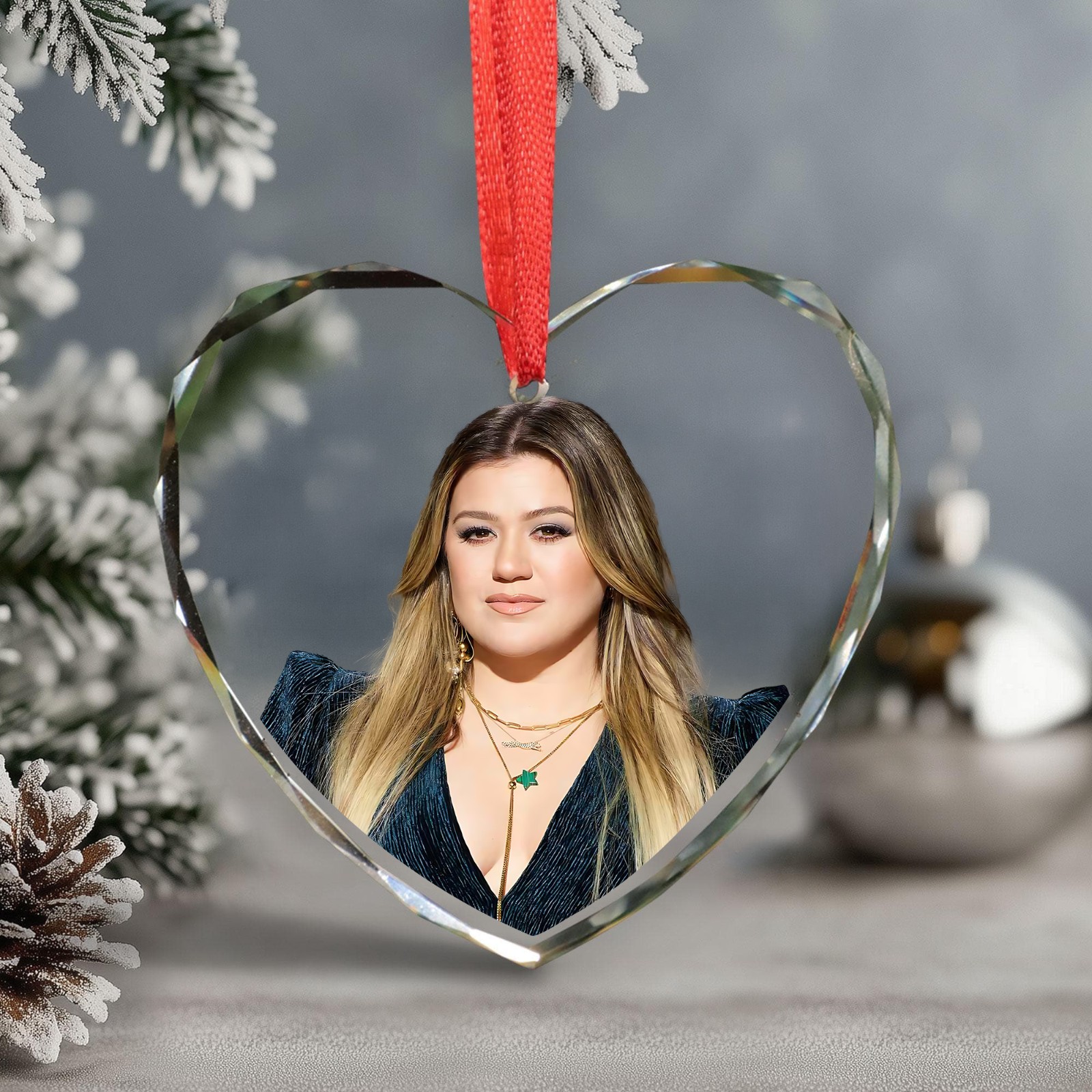 kelly clarkson Christmas Ornament, Celebrity Fan Holiday Gift, Acrylic or Glass
