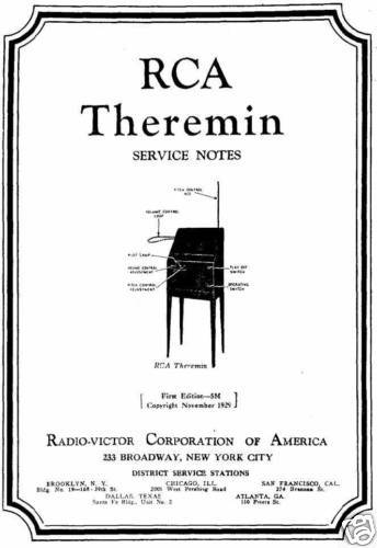 RCA Theremin Schematic & Service Notes 1930's Vintage CD ROM RCA Theremin Schematic & Service Notes 1930's Vintage CD ROM