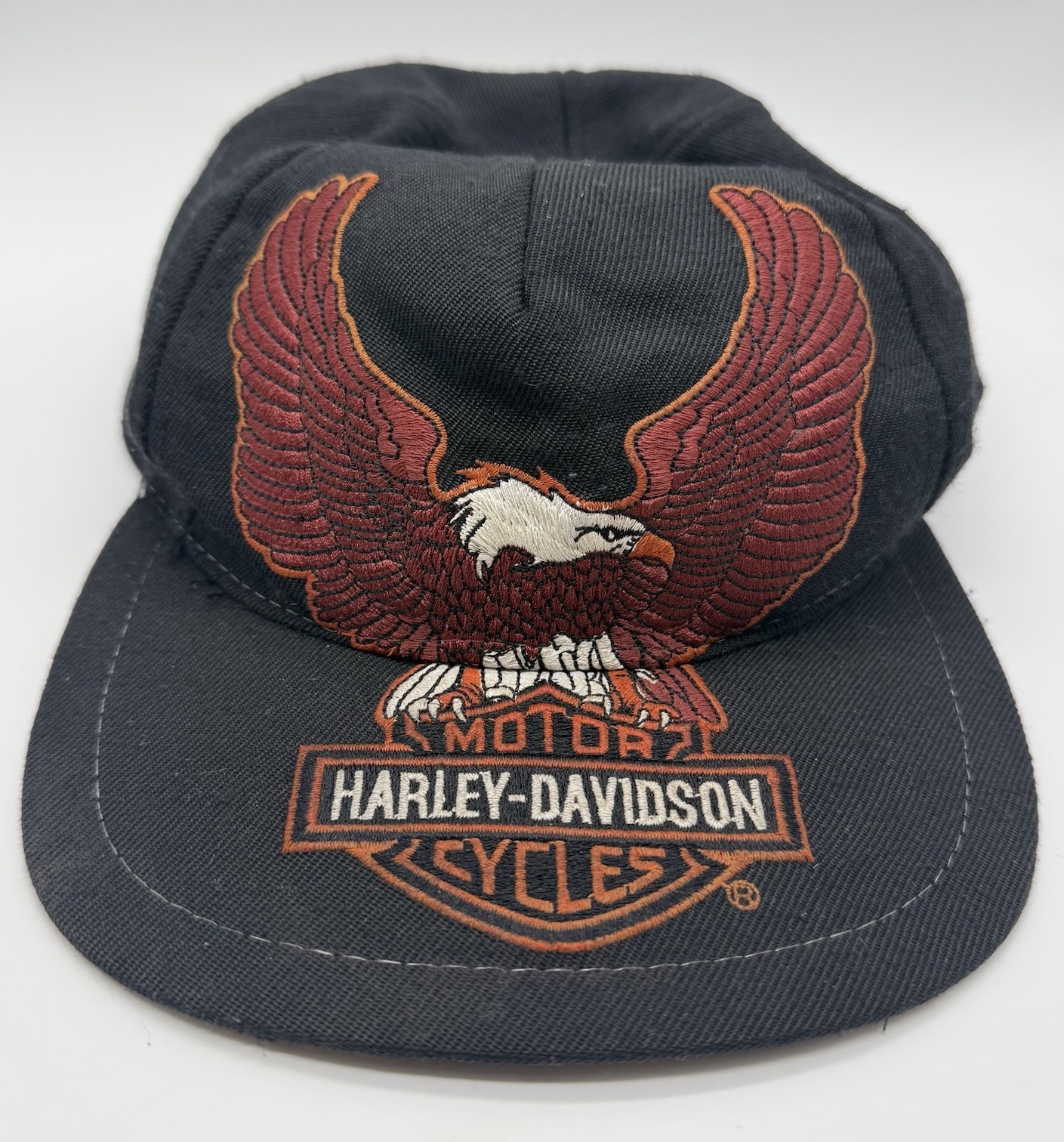 Rare Vintage Harley-Davidson Black Snapback Hat With Eagle Embroidered *ISSUES*