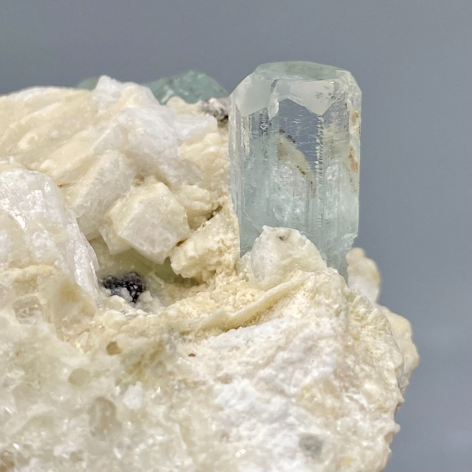 Unique Rare Natural AQUAMARINE Crystal with FELDSPAR and Quartz Specimen