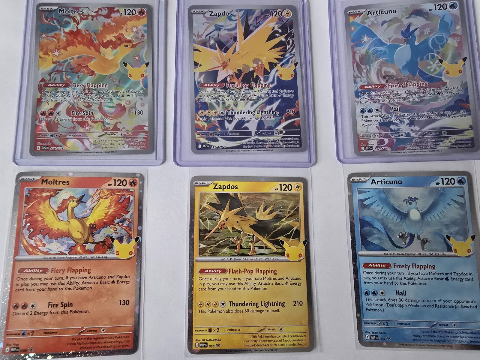 Pokémon TCG 30TH Celebration Moltres Articuno Zapdos Complete IR Set NM