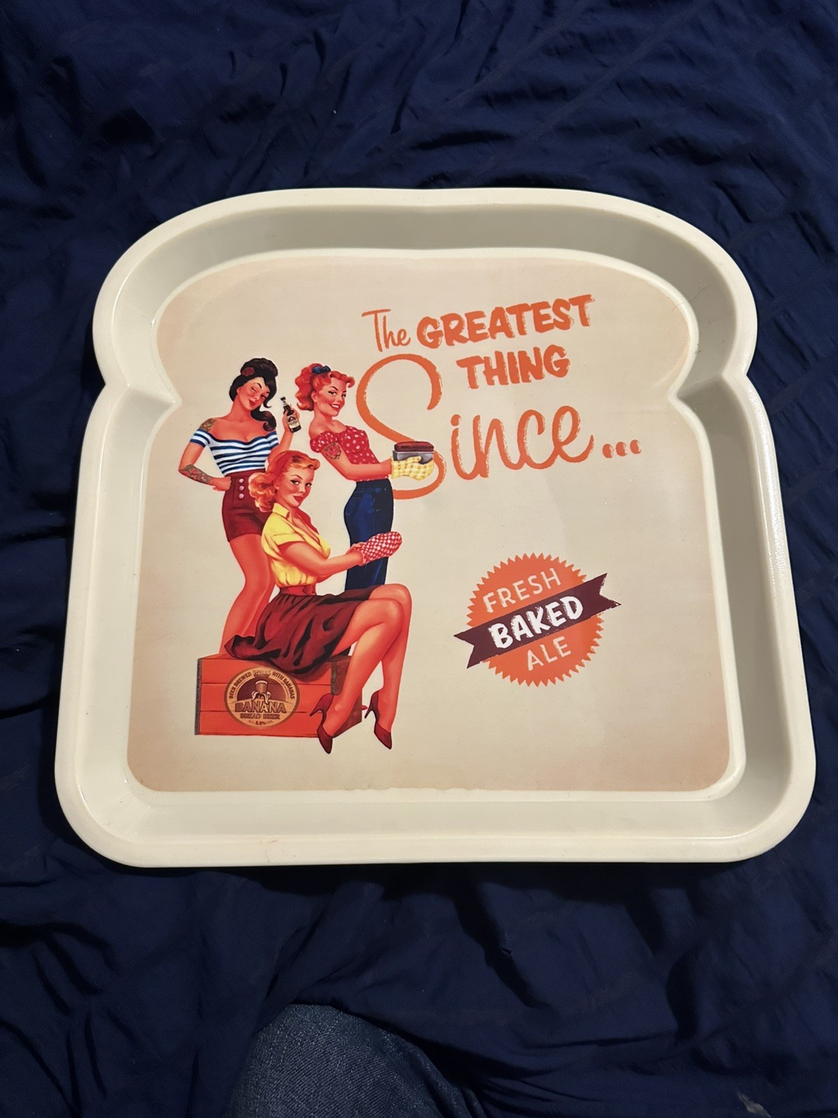 RARE VTG Wells Banana Bread Beer Serving Tray 15” Retro Pin Up Girls Breweriana