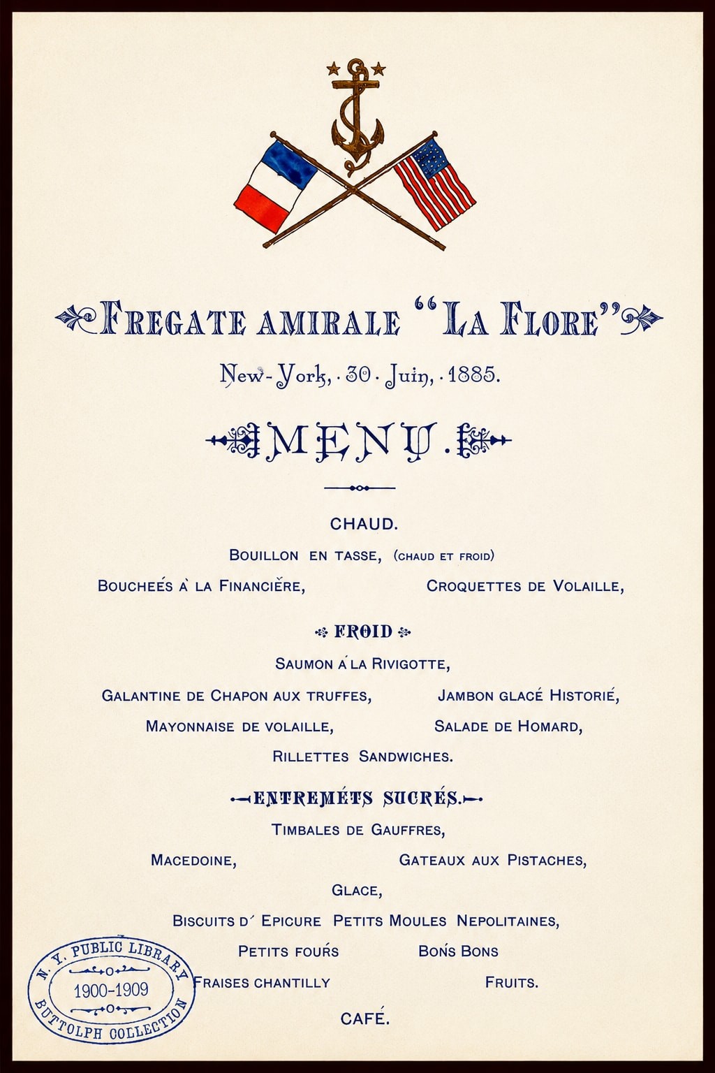 Vintage 1885 French Menu Poster 🍽️ - 24x36” Premium Matte Paper 200gsm