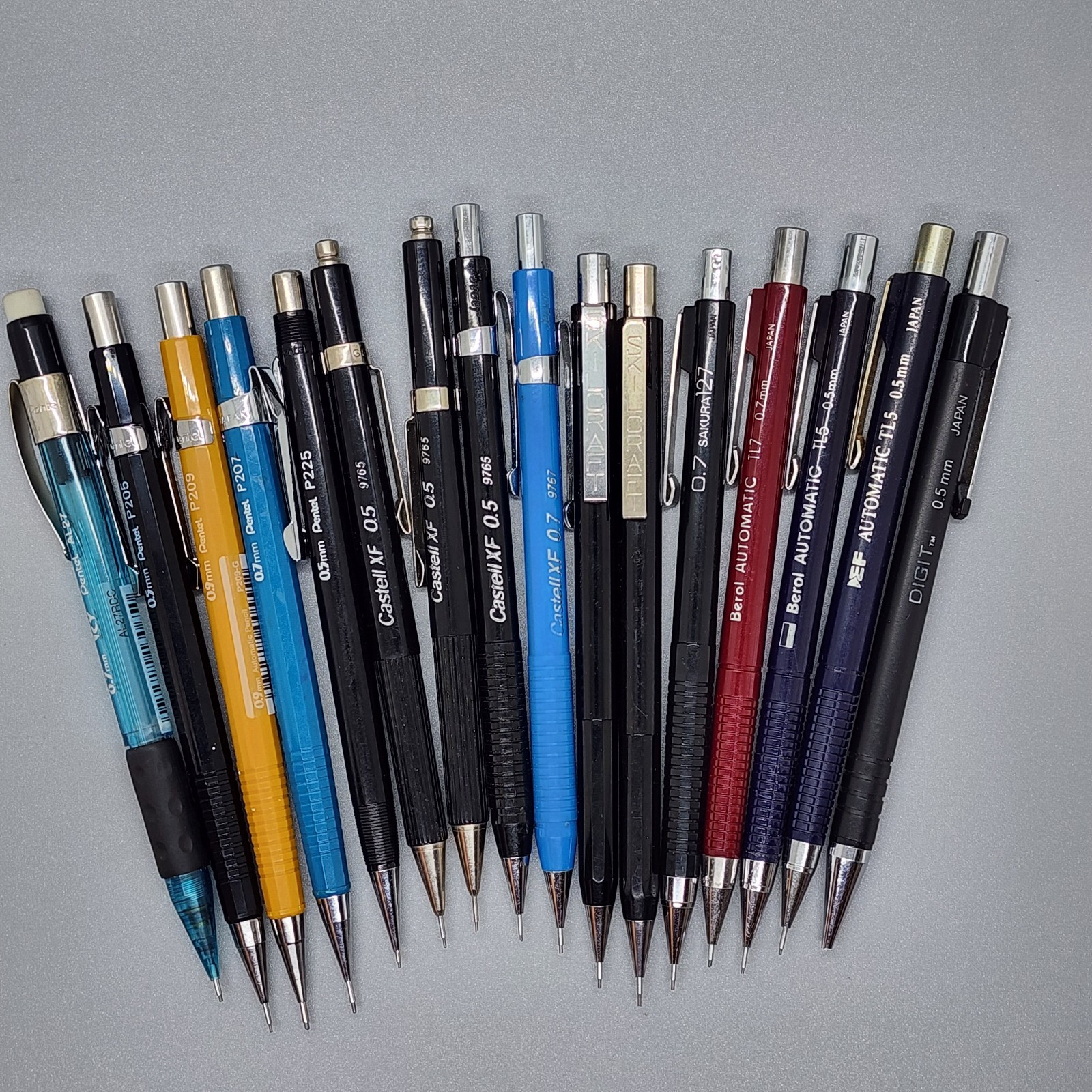 Vintage Mechanical Pencil Lot - Pentel P225 Castell 9765 Berol Skilcraft Sakura 