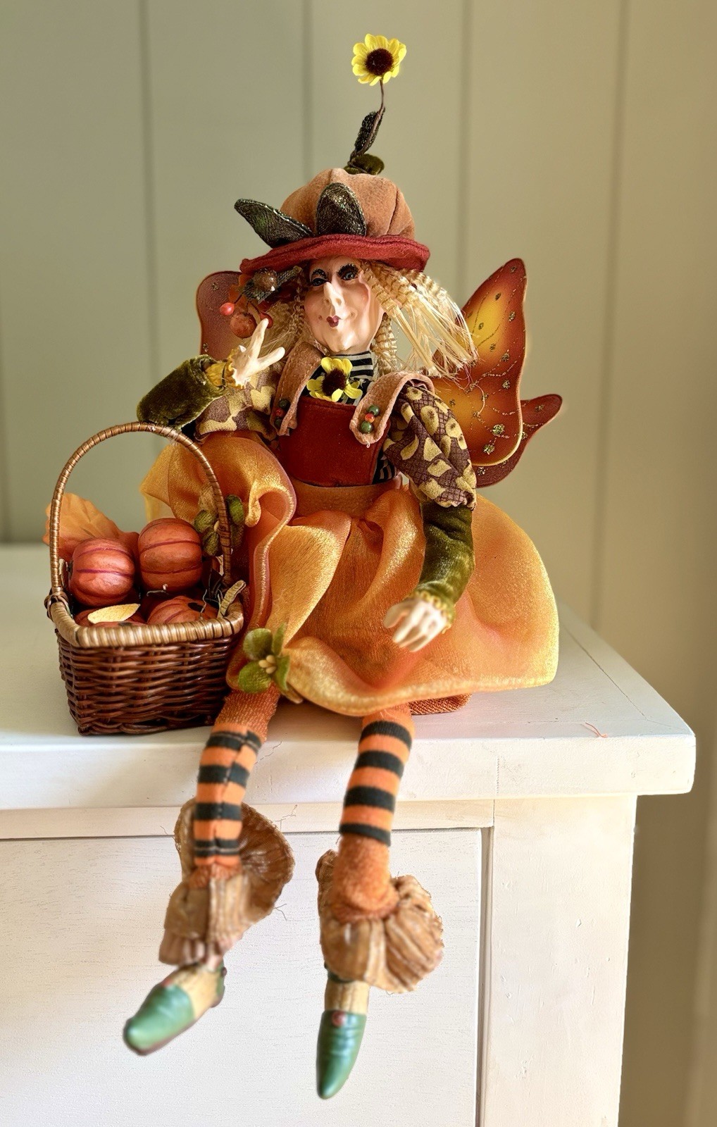 Vtg Winward Autumn Fairy Holidays Elf Doll Winged Mystical Shelf Sitter Whimsy
