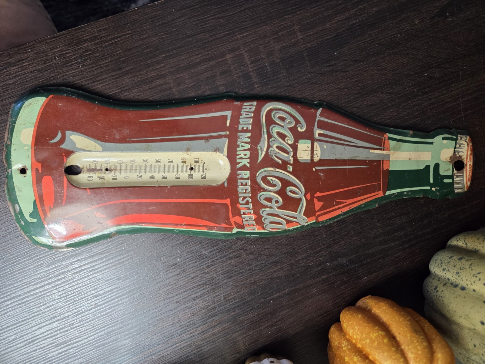 Vintage 1950s COCA-COLA 17 inch COKE BOTTLE ADVERTISING THERMOMETER SIGN