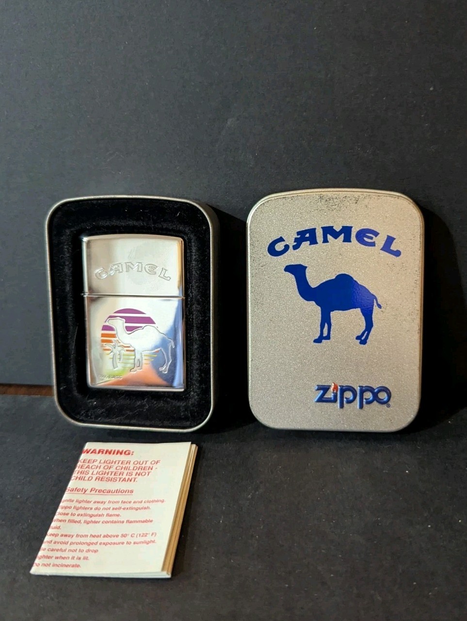 Genuine Brand New 1996 ZIPPO Lighter Magnificent CAMEL SUNSET Brilliant Chrome