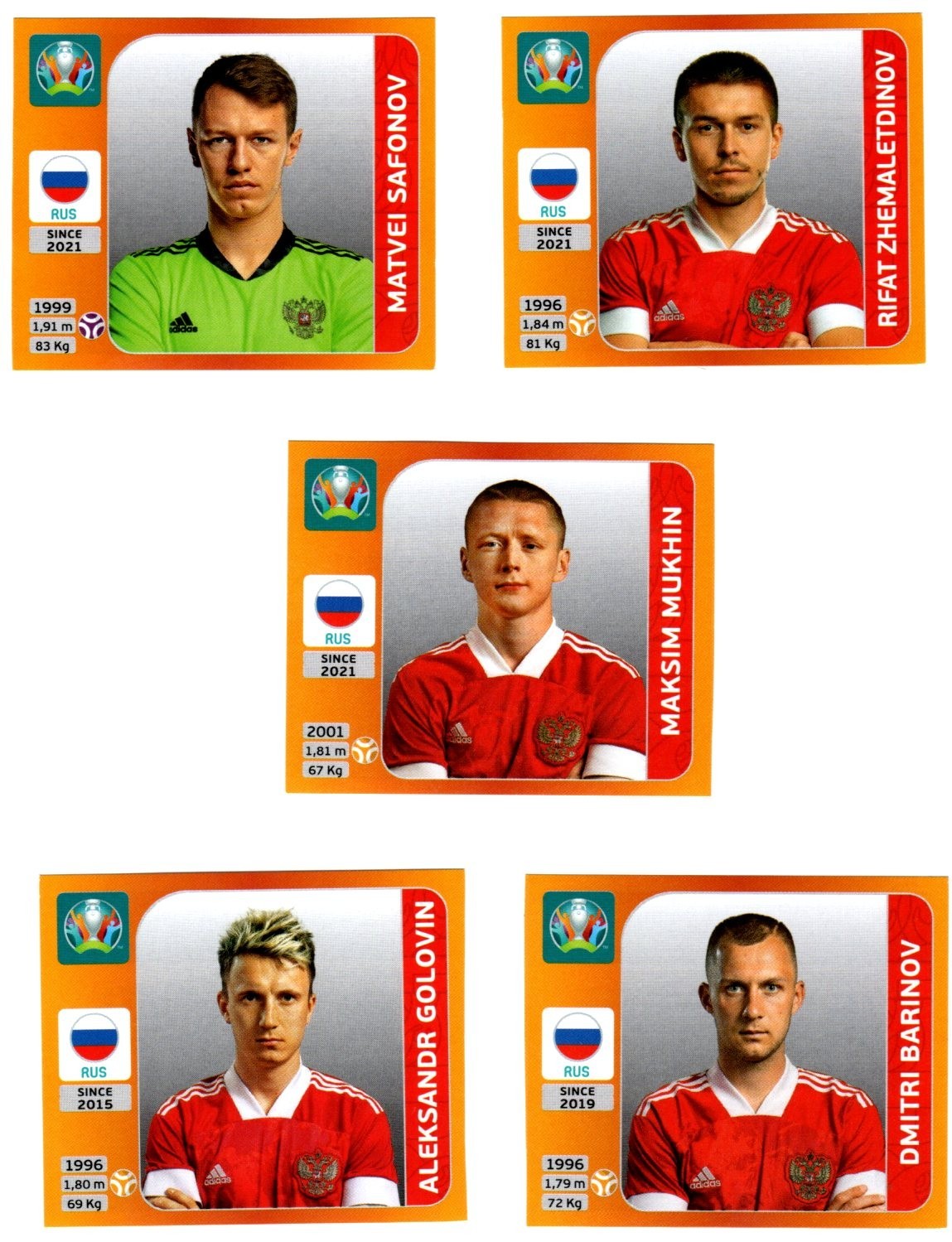 Panini UEFA Euro 2020 Across EUROPE - Russia/Russia - UPDATE Set 5 STICKERS