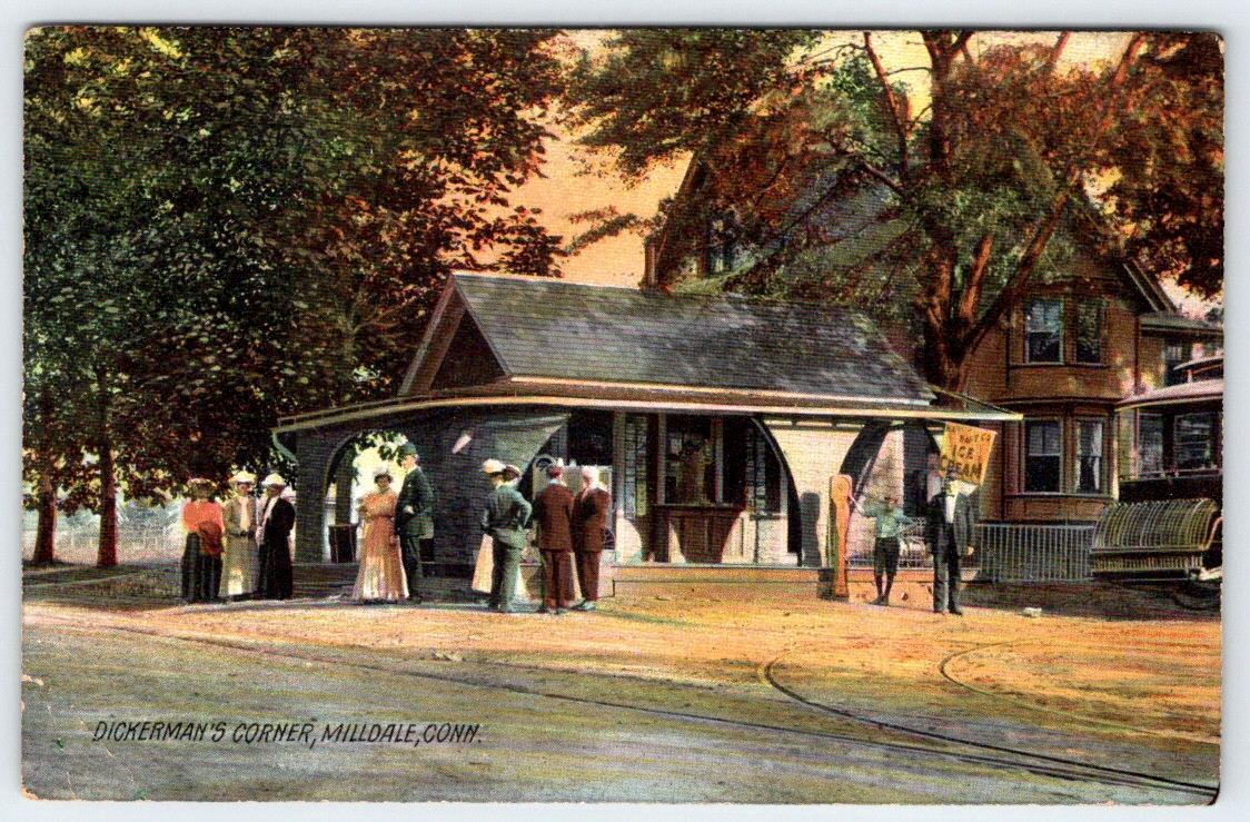 MILLDALE CONNECTICUT CT DICKERMAN\'S CORNER ICE CREAM SIGN TROLLEY TRACKS OXLEY