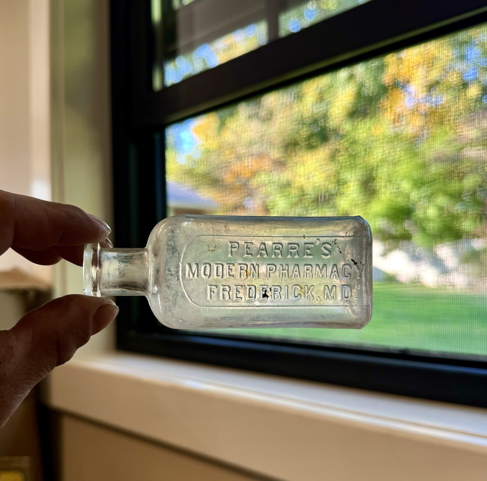 Pearre’s Modern Pharmacy Frederick MD Maryland Emb Blown Druggist Bottle Scarce Pearre’s Modern Pharmacy Frederick MD Maryland Emb Blown Druggist Bottle Scarce