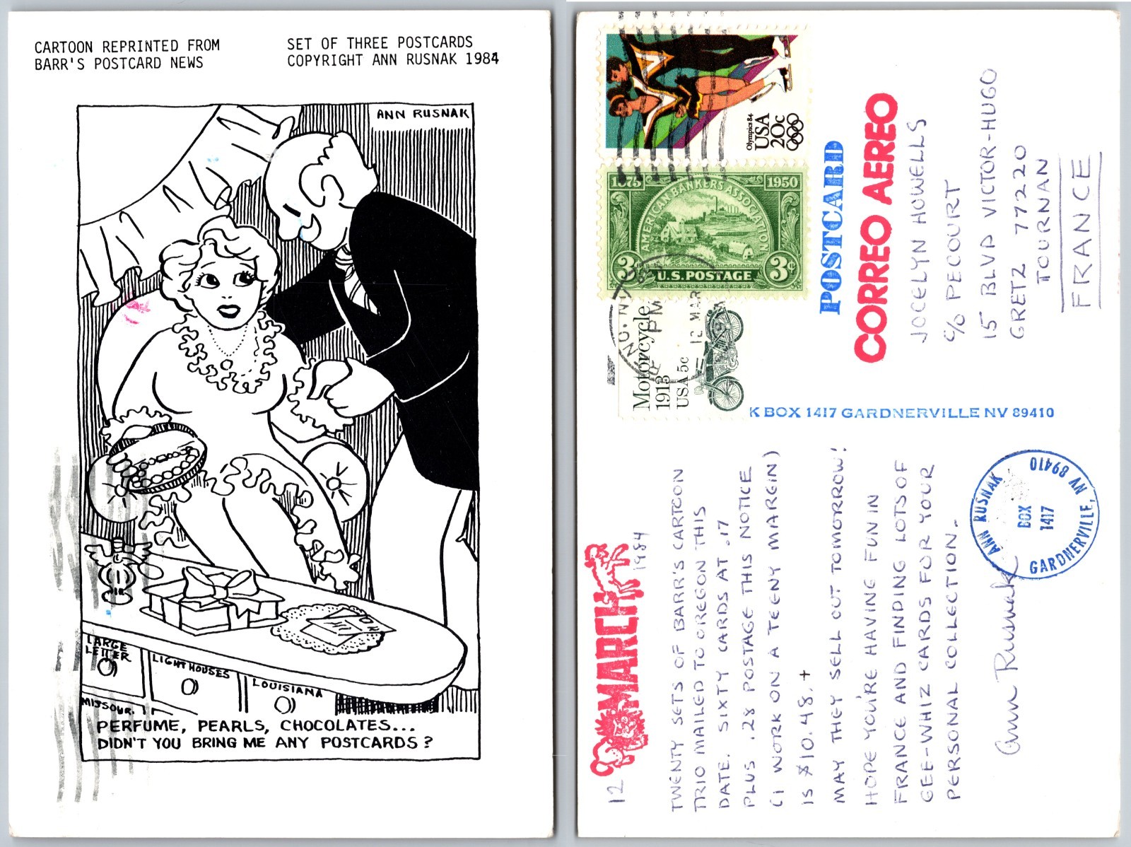 Continental Ann Rusnak Cartoon Postcard