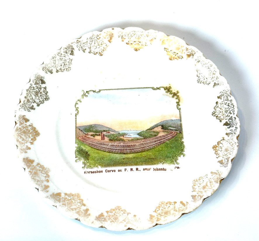 JOHNSTOWN Horseshoe Turn PA Pennsylvania Souvenir China TRINKET DISH PLATE JOHNSTOWN Horseshoe Turn PA Pennsylvania Souvenir China TRINKET DISH PLATE