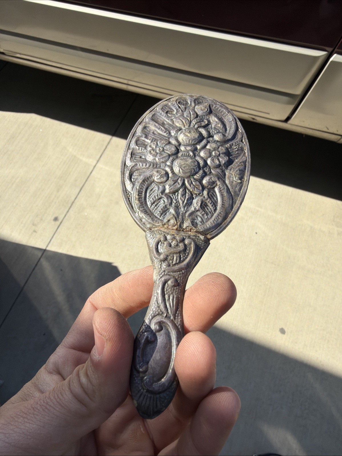 Vintage BEDO Turkish 900 Silver Hand Mirror Ornate Floral Repousse Wedding Vintage BEDO Turkish 900 Silver Hand Mirror Ornate Floral Repousse Wedding
