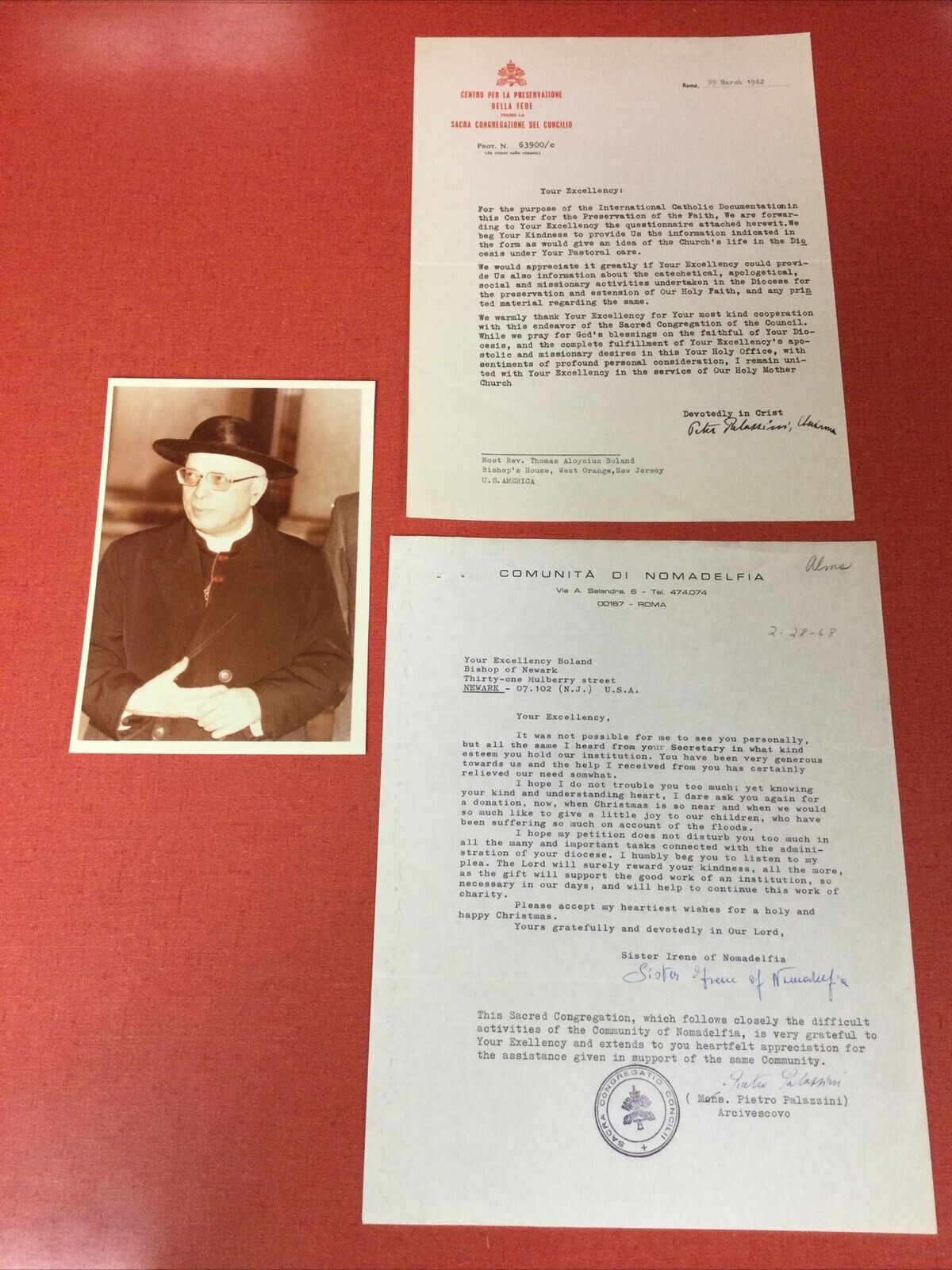 CARDINAL Pietro PALAZZINI SAVED JEWS TLS 1968 Yad Vashem RIGHTEOUS AMONG NATIONS