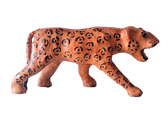 Vintage Leather Wrapped Leopard Figure: Vintage Leather Wrapped Leopard Figure: