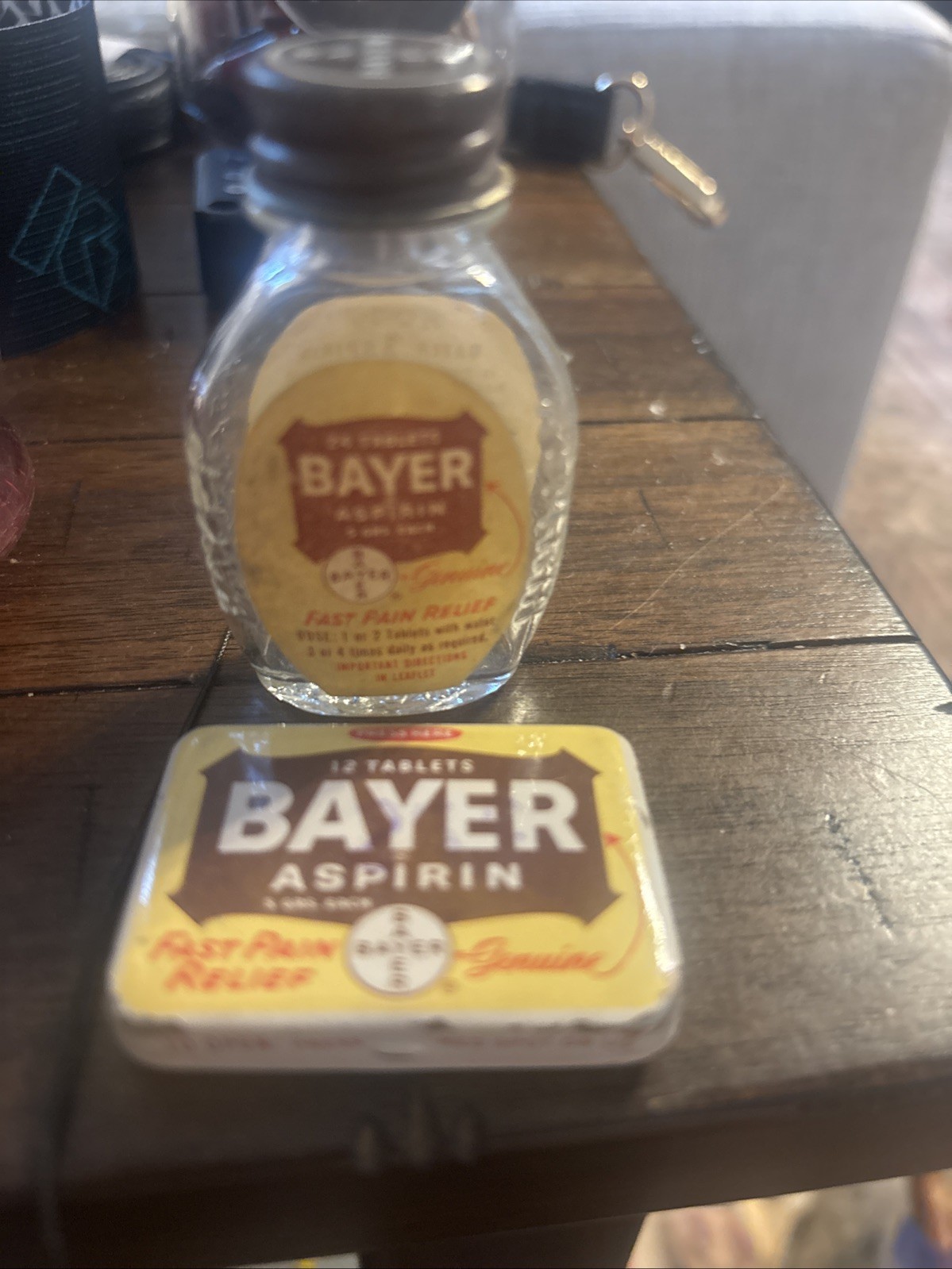 Bayer Vintage Bottles And Tin Box