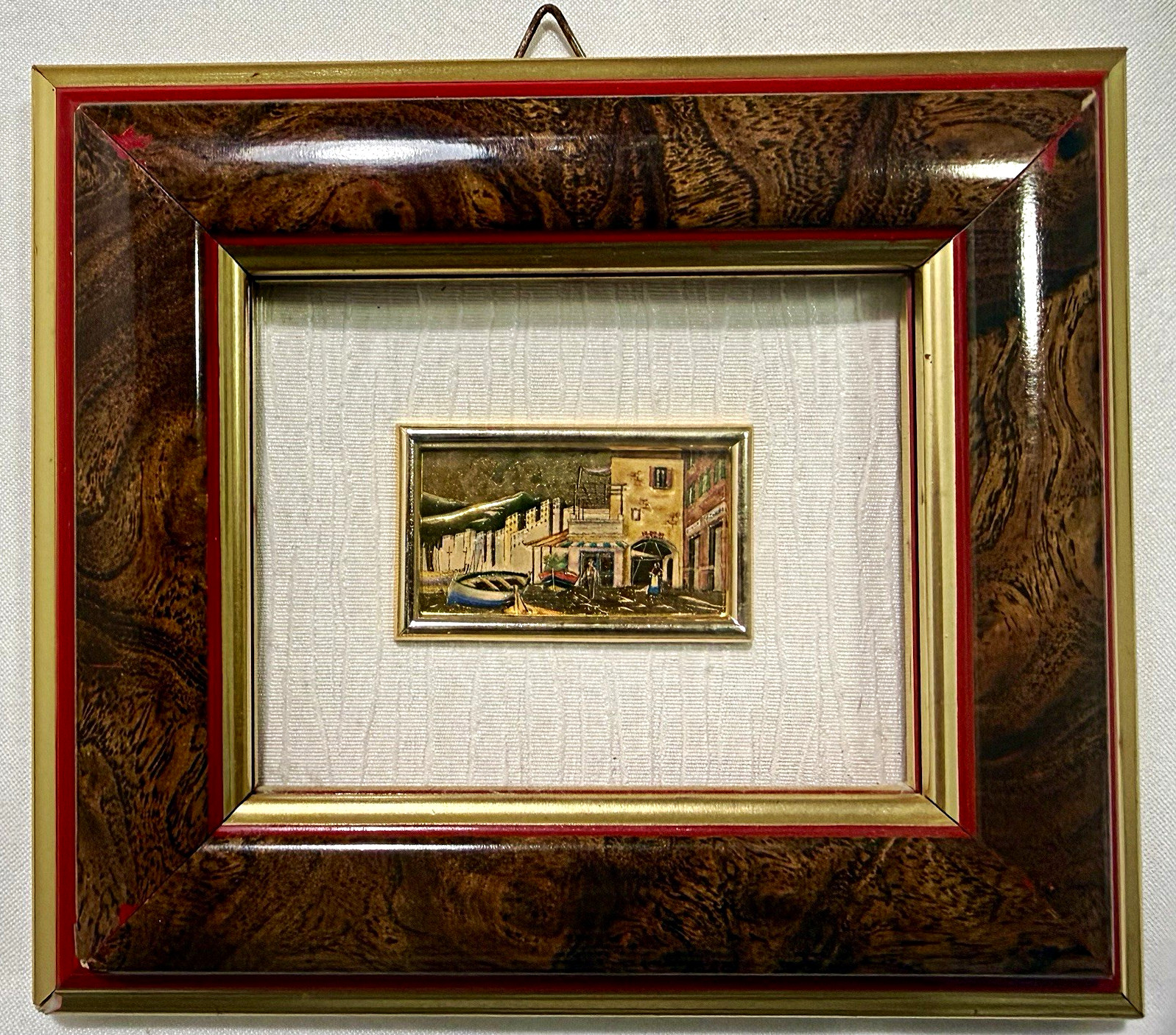 Vintage Creazioni Artistiche Serie Oro Miniature Gold Foil Painting Italy Framed
