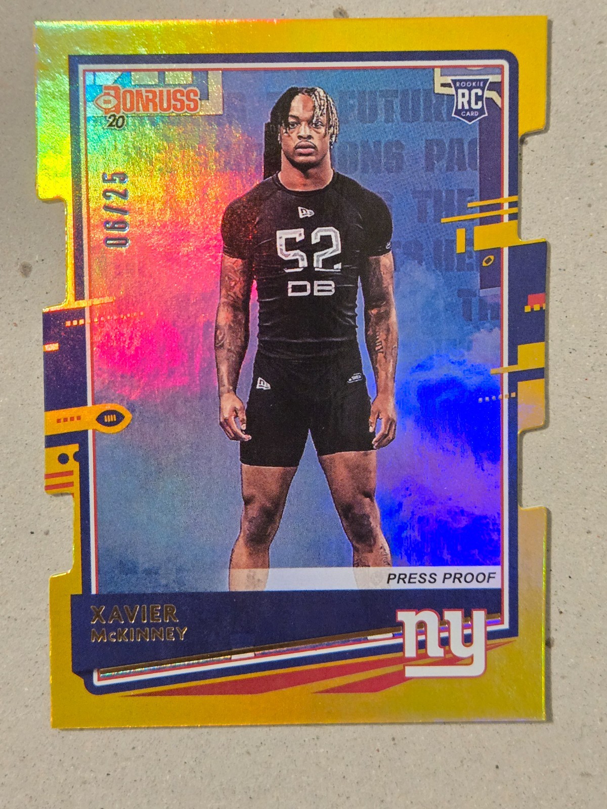 2020 DONRUSS #271  XAVIER MCKINNEY GIANTS ROOKIE CARD GOLD PRESS PROOF #6/25