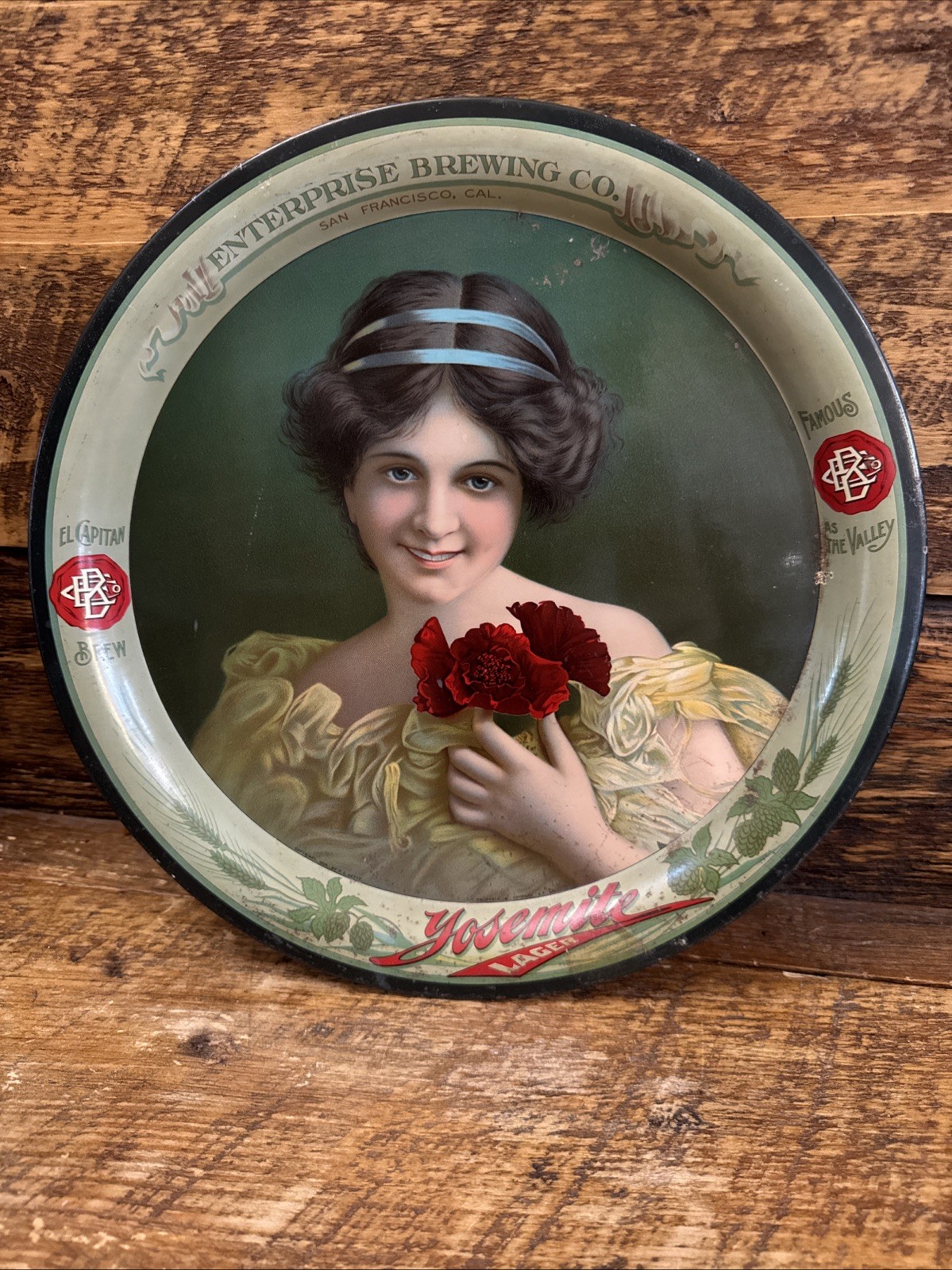 Pre-prohibition Yosemite beer tray enterprise brewing San Francisco 1905 Pre Pro