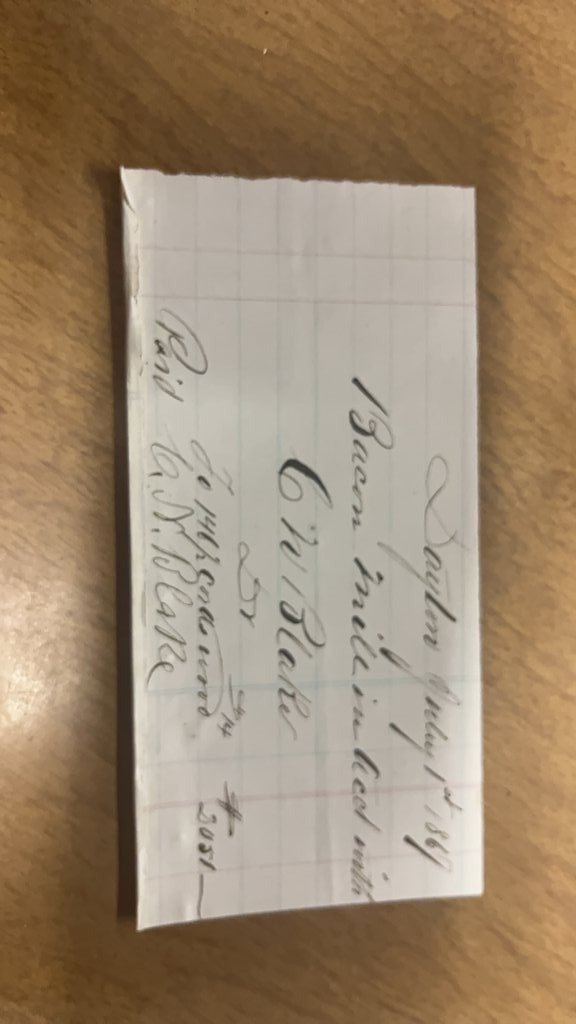 Antique 1869 Handwritten Receipt