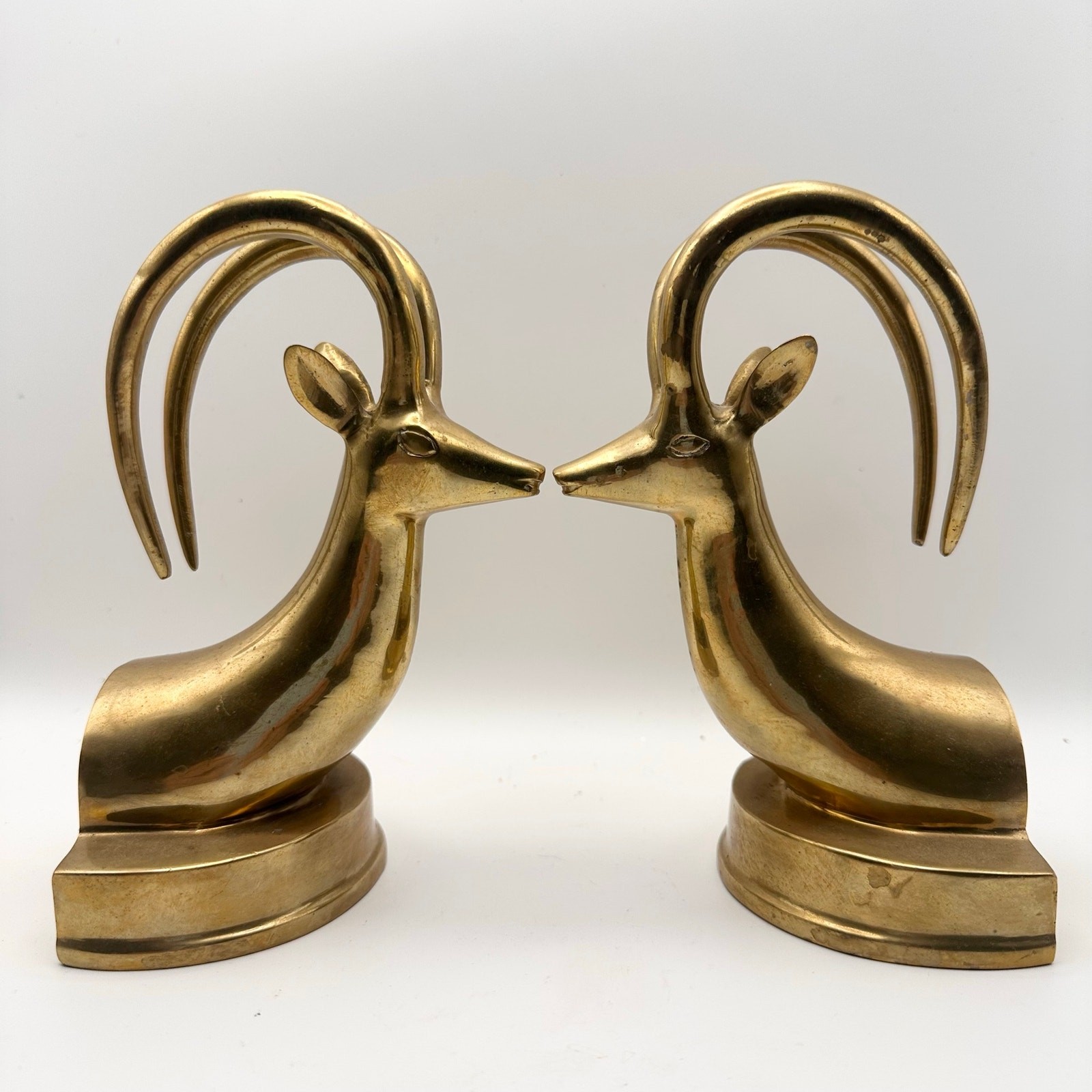 Vintage Unmarked MCM Brass Gazelle Set of 2 Book Ends Home Decor Mid Century Vintage Unmarked MCM Brass Gazelle Set of 2 Book Ends Home Decor Mid Century