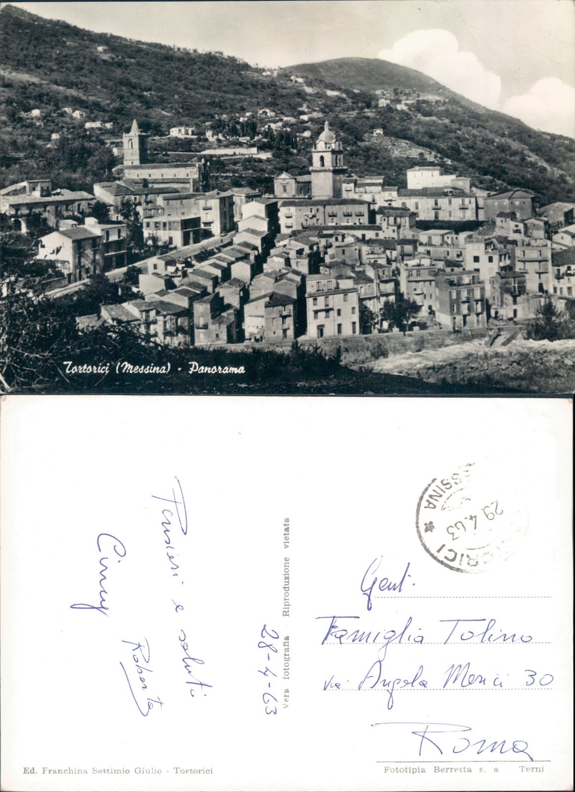 TORTORICI IN THE VERY FIRST FLOOR * ME (SICILY) F.G./VG.N.48519