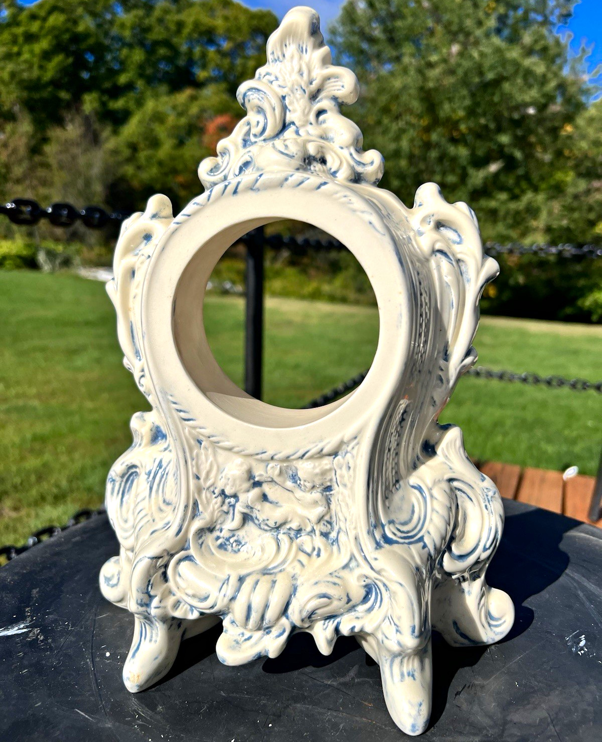 Vintage Ceramic Clock Housing Holland Mold / Cherubs