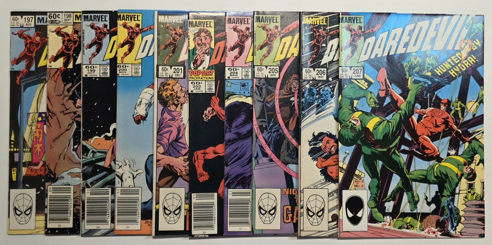 Marvel Comics Lot Of 10 Daredevil Comic Books Issue #197-202 & & 204-207 Marvel Comics Lot Of 10 Daredevil Comic Books Issue #197-202 & & 204-207