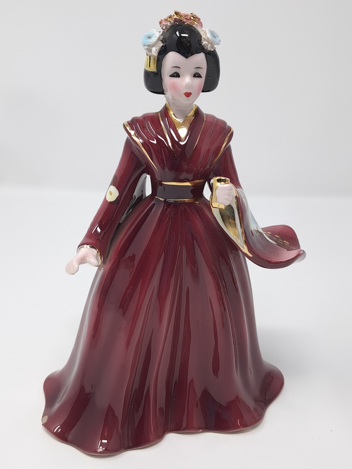Napco Geisha Porcelain Figurine wine girl lady Japan vintage ceramic A2624 as-is