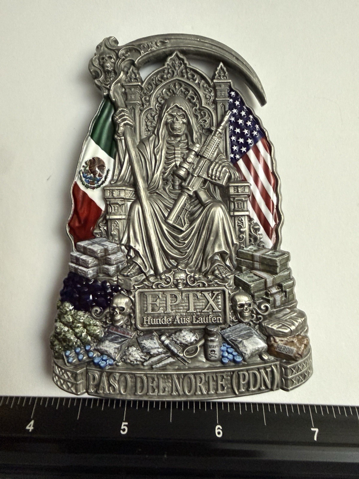 U.S. Border Patrol CBP Paso Del Norte K9 Grim Reaper Challenge Coin