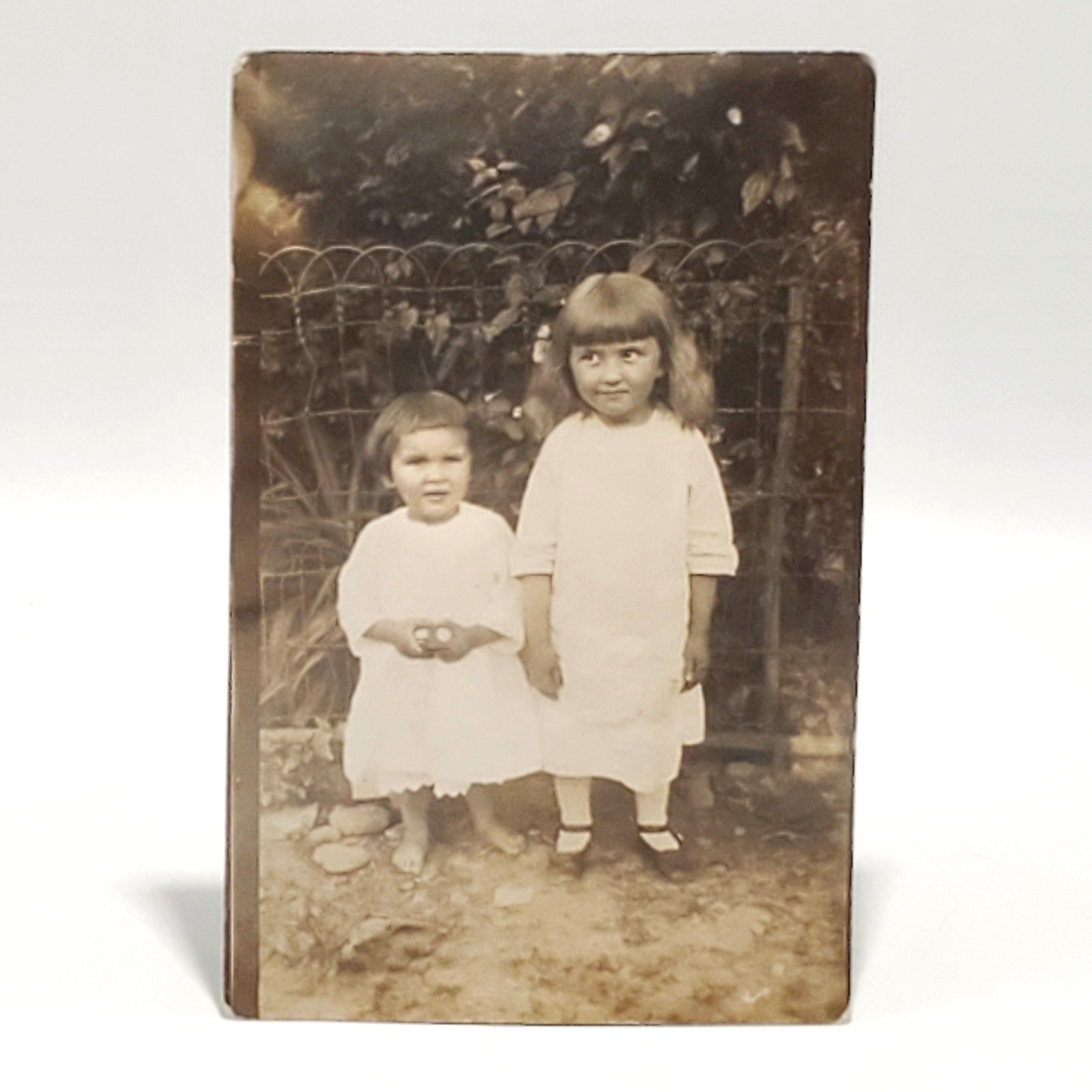 c. 1907 Antique RPPC Pretty Little Girls Dresses & Barefoot Real Photo Postcard c. 1907 Antique RPPC Pretty Little Girls Dresses & Barefoot Real Photo Postcard