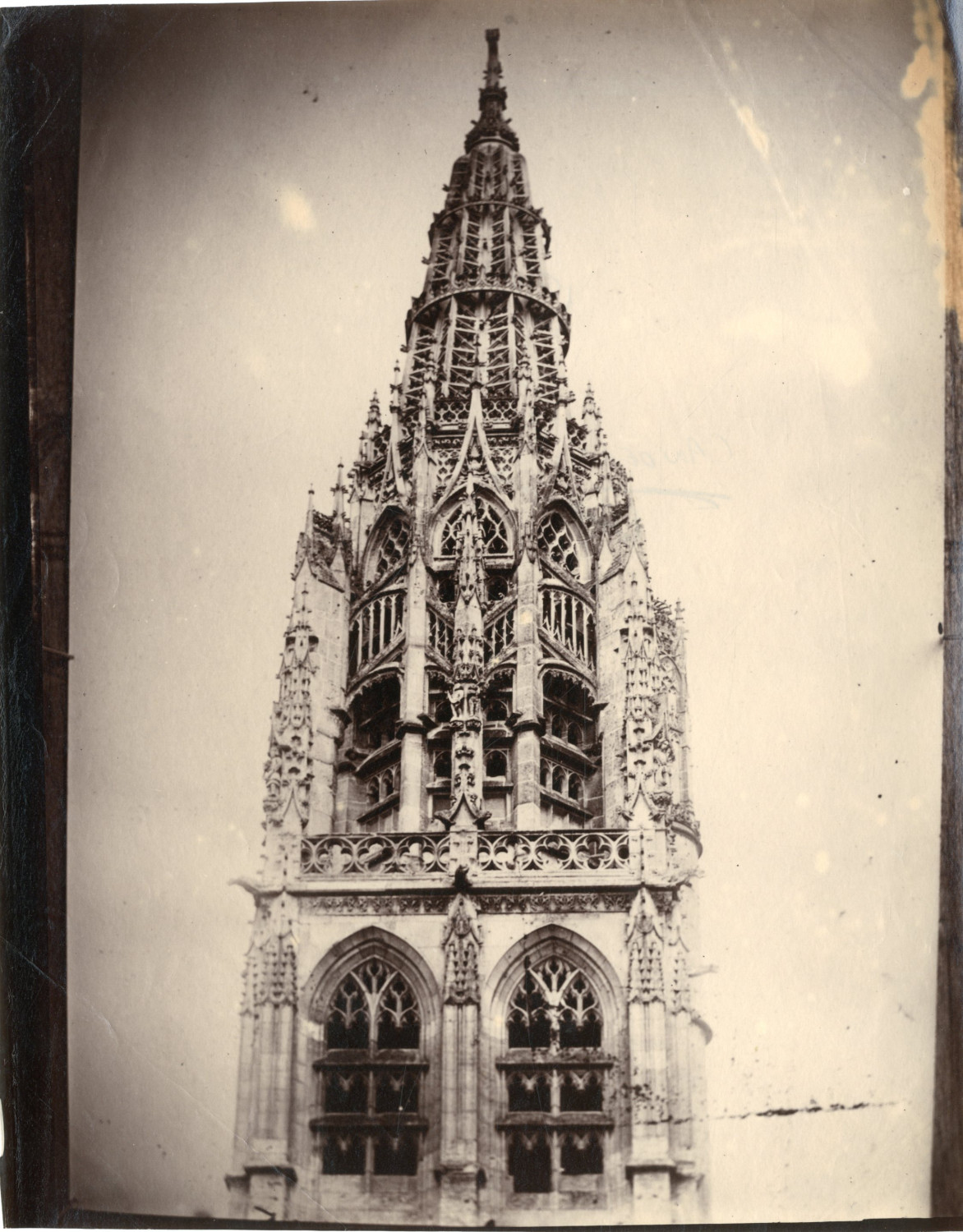 France, Caudebec-en-Caux, Church of Notre-Dame, La Flèche Vintage Albumen Print. France, Caudebec-en-Caux, Church of Notre-Dame, La Flèche Vintage Albumen Print.