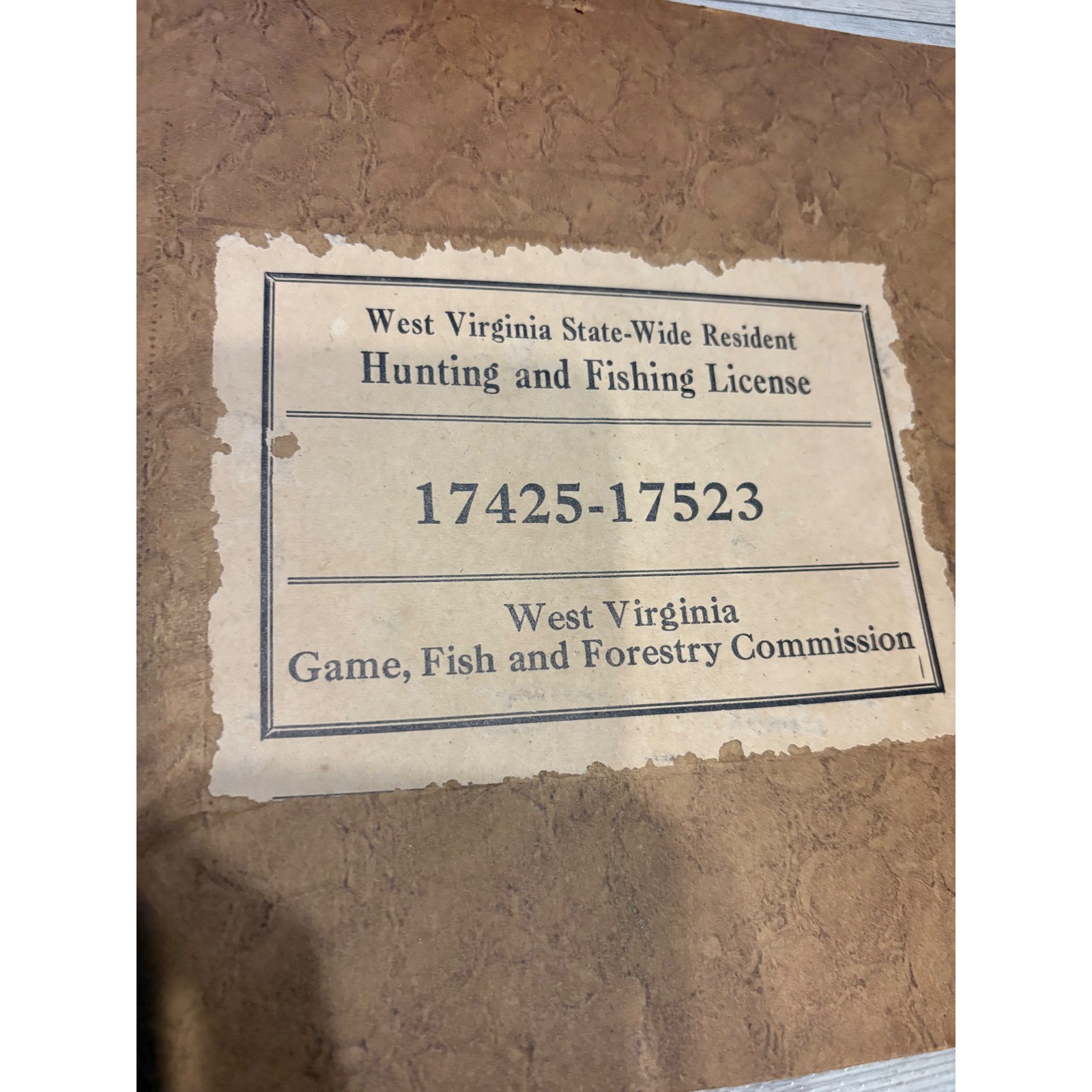 Vintage West Virginia Hunting and Fishing License Game Fish Forestry Commission