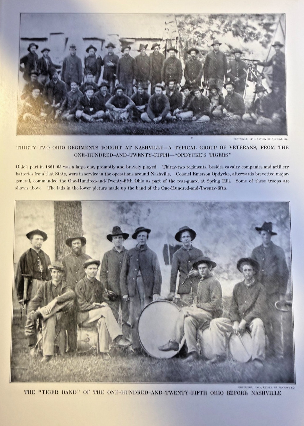 1912 Vintage Illustration Ohio Troops At Nashville 123rd and 25th Ohio Civil War
