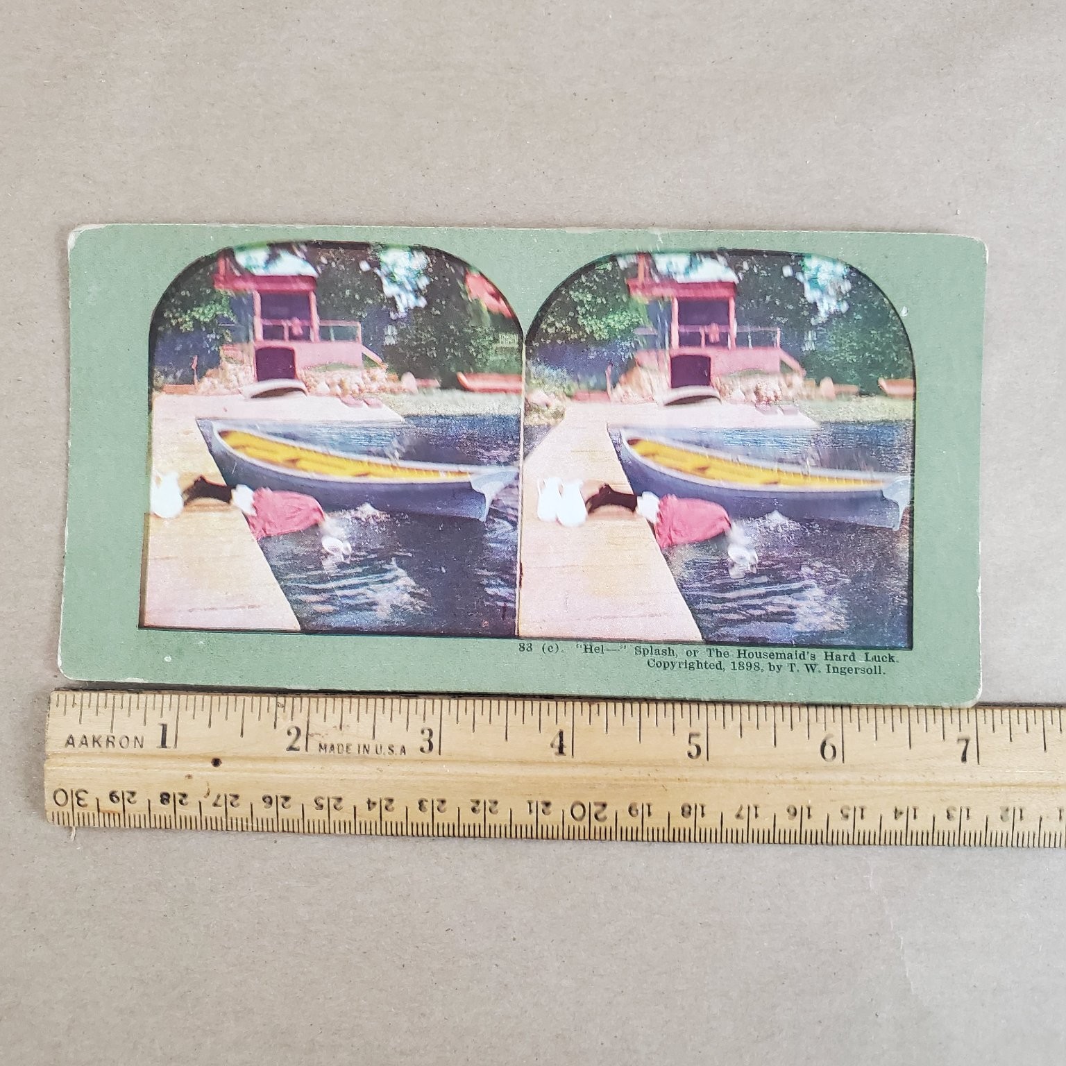 Hel Splash Housemaid\'s Hard Luck 1898 T.W. Ingersoll Stereoview Card Hel Splash Housemaid\'s Hard Luck 1898 T.W. Ingersoll Stereoview Card