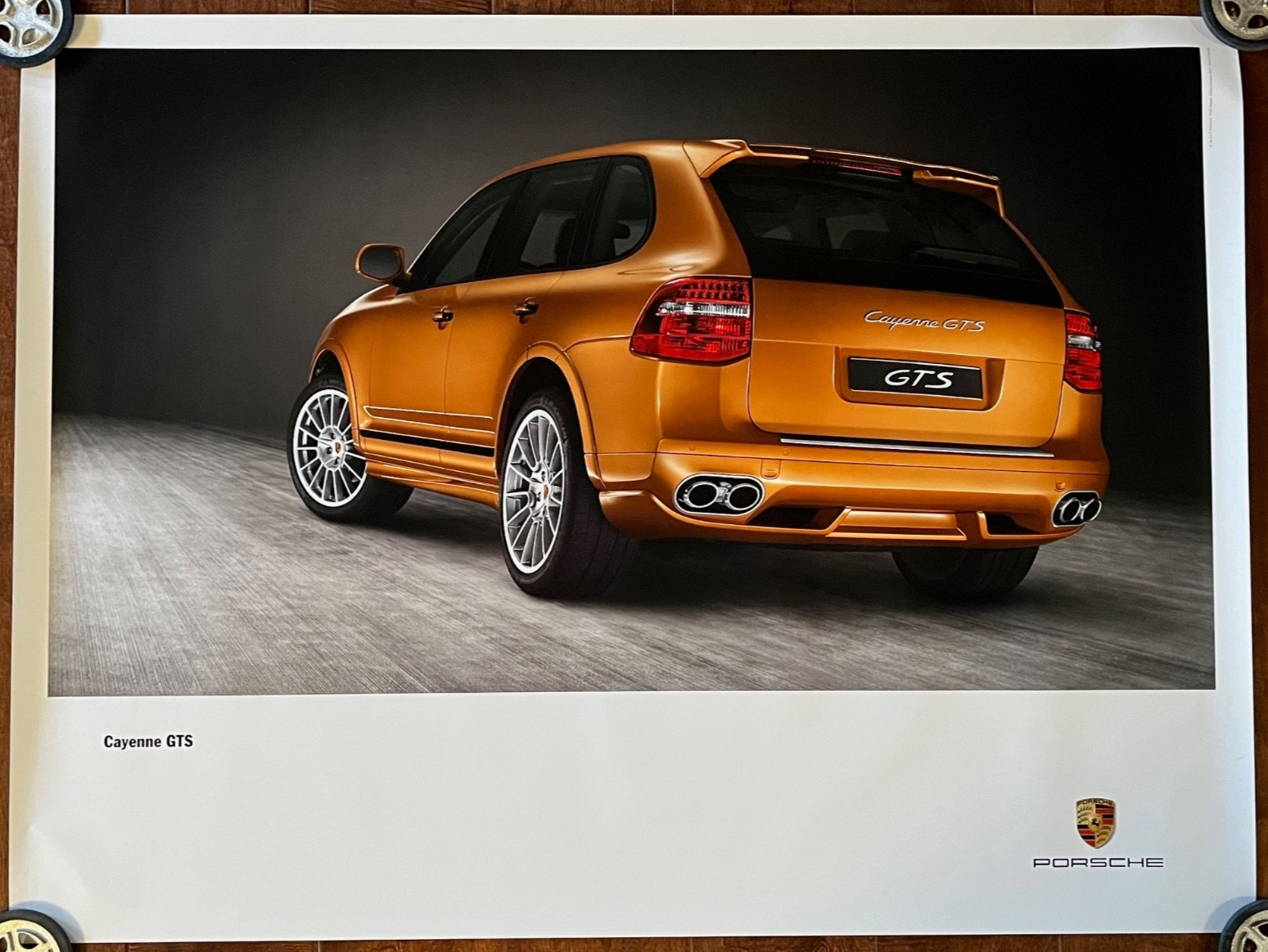 PORSCHE OFFICIAL CAYENNE GTS V8 MODEL SHOWROOM POSTER NORDIC GOLD 2008 - 2009