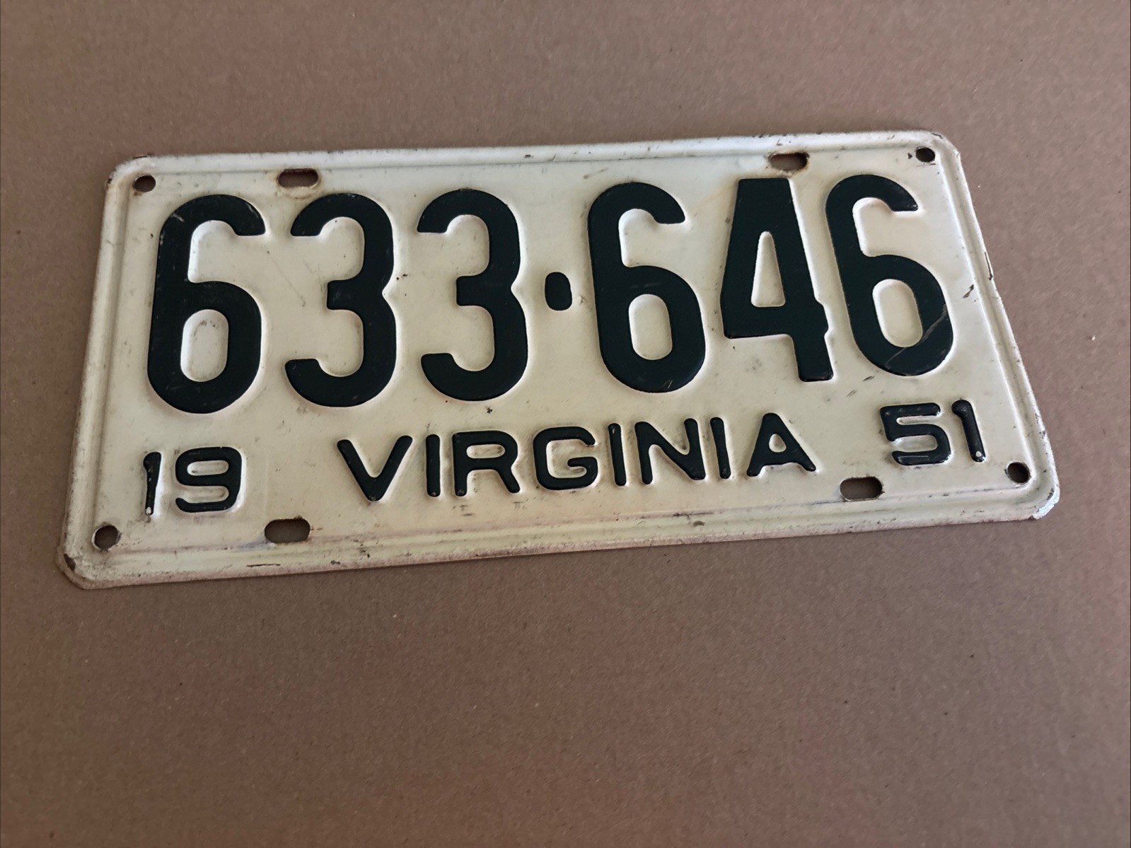 Virginia VA License Plate 1951 633 646