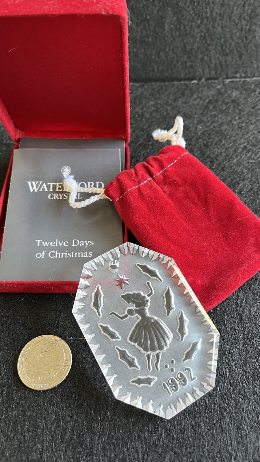 Waterford Crystal 1992 Ladies Dancing 12 days of Christmas Ornament in box Waterford Crystal 1992 Ladies Dancing 12 days of Christmas Ornament in box