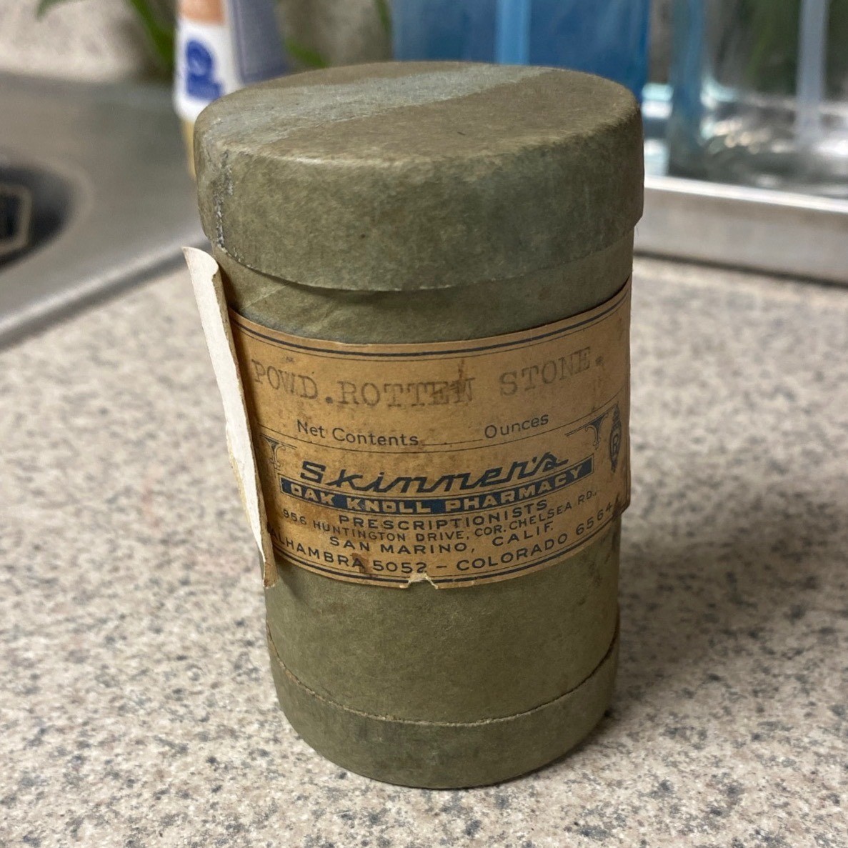 Vintage Powdered Rotten Stone Canister Skinner\'s Oak Knoll Pharmacy Decor Vintage Powdered Rotten Stone Canister Skinner\'s Oak Knoll Pharmacy Decor