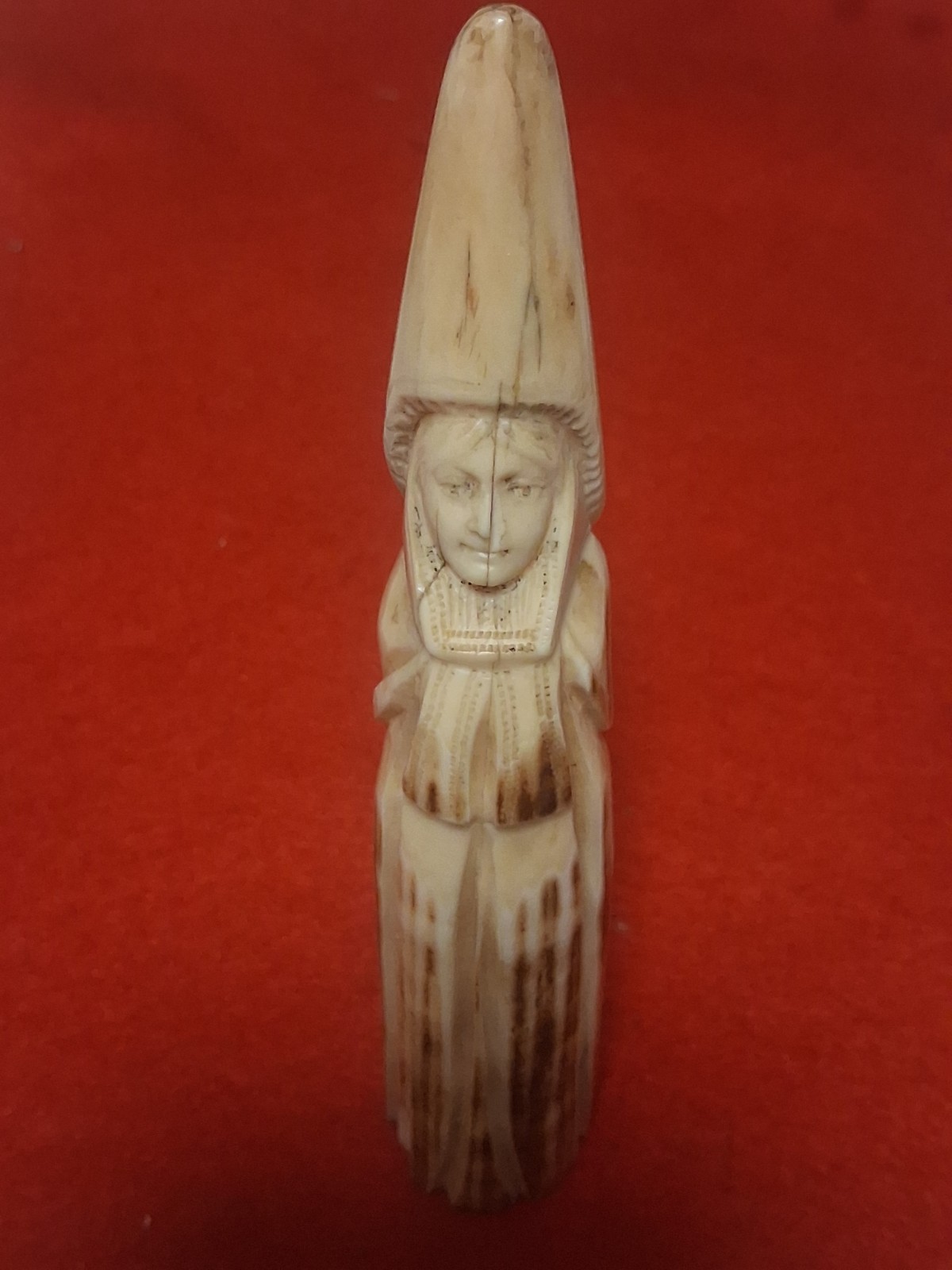 Antique 19th C. Carving Walking Cane Handle – Lady in Victorian Bonnet Antique 19th C. Carving Walking Cane Handle – Lady in Victorian Bonnet